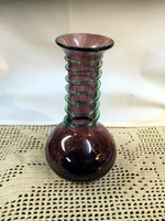 Small Purple Vase with Green Spiral around Neck