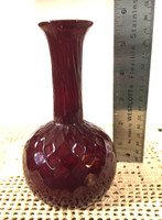 Small Ruby Red Long Neck Vase with Diamond Bowl