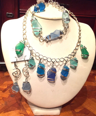 Beautiful Sea Glass Collection in Blue and Green, buy the set For $62 or the individual pieces.

 