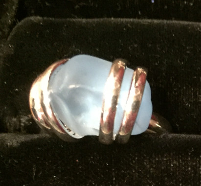 Adjustable Blue Sea Glass Ring
