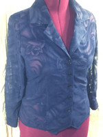 Samco Boutique Original Tuxedo blouse in navy Rose Velvet Burnout