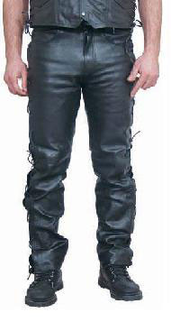 Ak Mani Men/'s Waist Side Short Laces Genuine Leather Jeans Style Dark Brown Pant