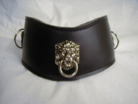 Fancy Posture Collar with Silver Lions's Head with Ring