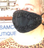 Evening Mask #1 - Black Beading Swirls on Black Cotton... still a functional filter mask, use with filter, another layer of fabric, or not. Evening Mask #1 - Black Beading Swirls on Black Cotton... still a functional filter mask, use with filter, another layer of fabric, or not.