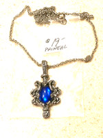 Phineal Pewter Necklace, Blue Stone