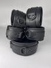 Genuine Leather Padded  Collar, Wrist and Ankle Cuffs. Available in Black/Black 