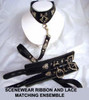 Molded Ribbon and Lace Collar with Matching Leash and Cuffs