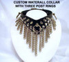 Waterfall Collar with Bondage Rings on Posts Front and Sides