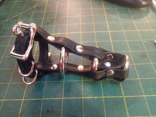 SceneWear Locking Leather Cock Cage, with leather to the tip
