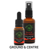 Shock Absorber Flower Essence Kit, consisting of Shock Absorber Flower Essence and Shock Absorber Flower Essence Mist. Handmade from native Australian Bush Pea flowers to help ground and centre you when processing shock, trauma or upheaval to help ground and centre you when processing shock, trauma or upheaval 