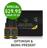 Christmas savings on Life of the Party Flower Essence Kits containing Lighten Up, Buttercup and Moment in Time flower remedies
