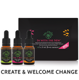 In with the New Flower Essence Kit, comprising Baggage Buster, Peek-A-Boo and Go with the Flow flower remedies