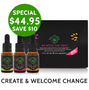 Christmas savings on In with the New Flower Essence Kit, comprising Baggage Buster, Peek-A-Boo and Go with the Flow flower remedies