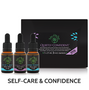 Quietly Confidence Flower Essence Kit, consisting of Up, Up & Away, Guiding Light, and Express Yourself flower remedies to support confidence, courage and self-expression