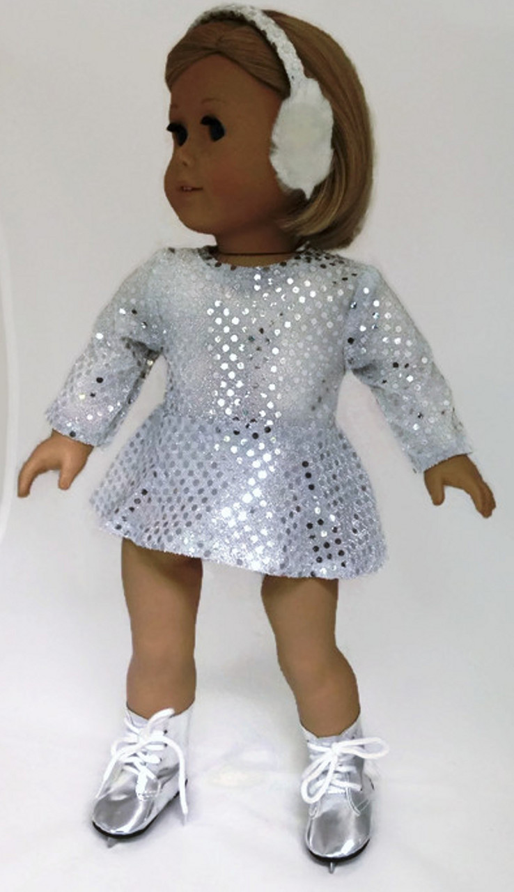 Turquoise Skating Dress /& Earmuffs Doll Clothes for 18 inch American Girl