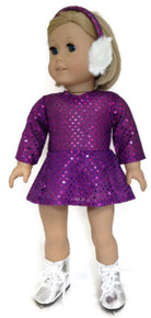 Sequin Skating Dress & Earmuffs-Purple