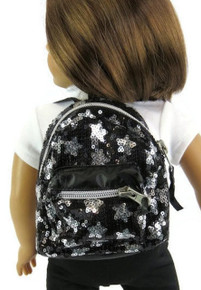 Backpack-Black & Silver Sequined 