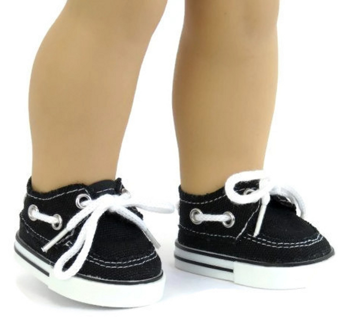 black canvas boat shoes