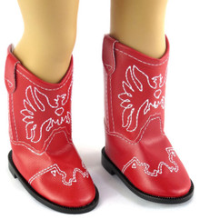 Cowboy Boots-Red with Embroidered Eagle Accent