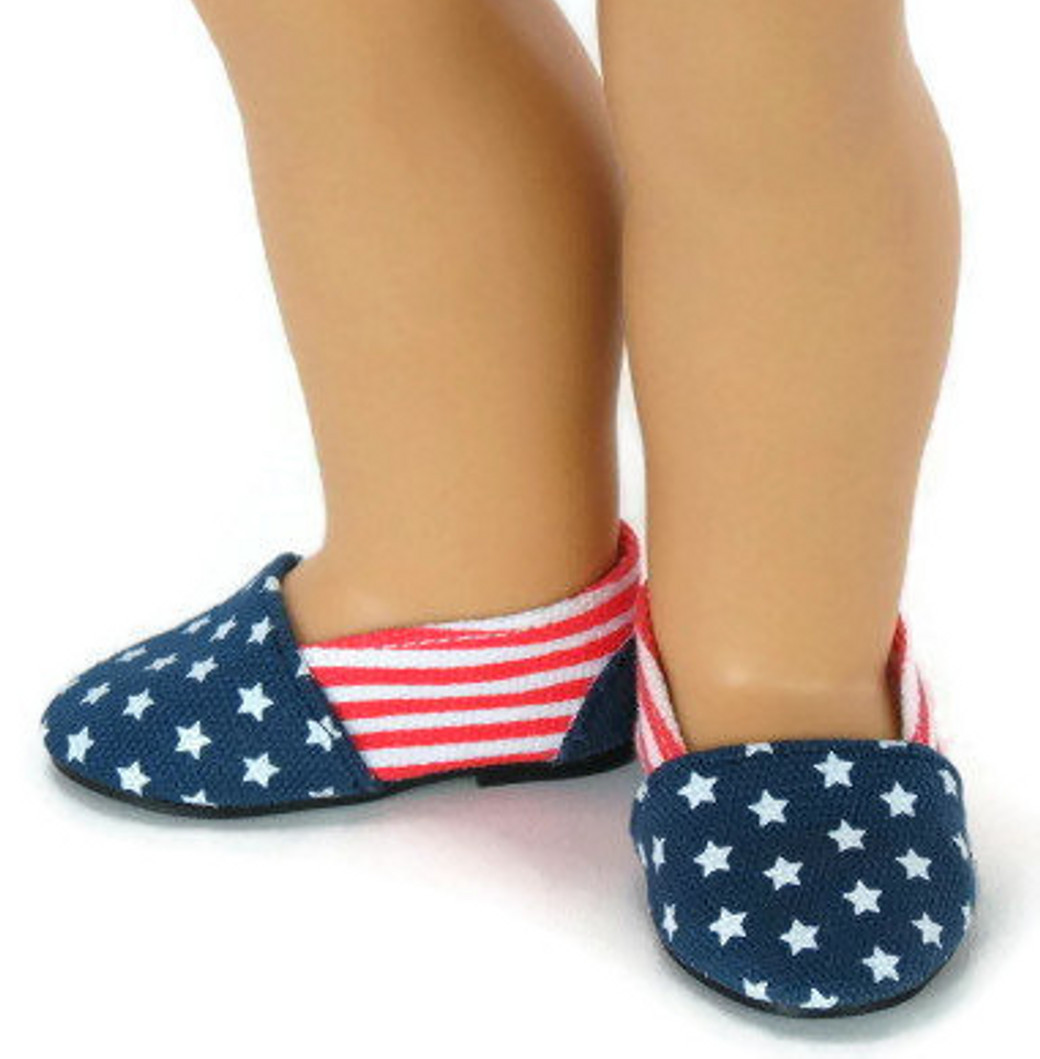 red white and blue slip on shoes
