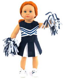 Cheerleader-Navy & White Top, Skirt, & Pom Poms