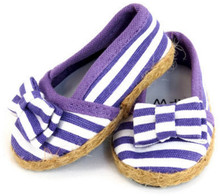 Purple and White Striped Flats with Bow