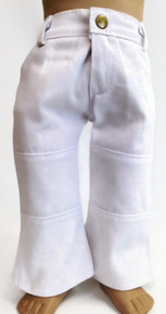 Denim Pants with Pockets-White