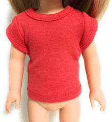Capped Sleeved Knit Top-Red for Wellie Wishers Dolls 