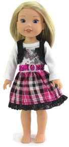 Butterfly Pink, Black, & White Dress for Wellie Wishers Dolls
