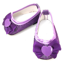 Glitter Dress Shoes with Bow & Heart Accent-Purple
