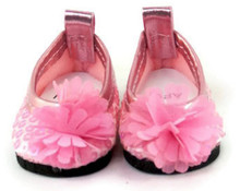Sequined Dress Shoes with Flower-Pink for Wellie Wishers Dolls