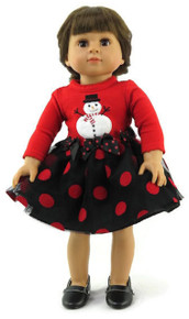 Red & Black Polka Dot Snowman Dress 