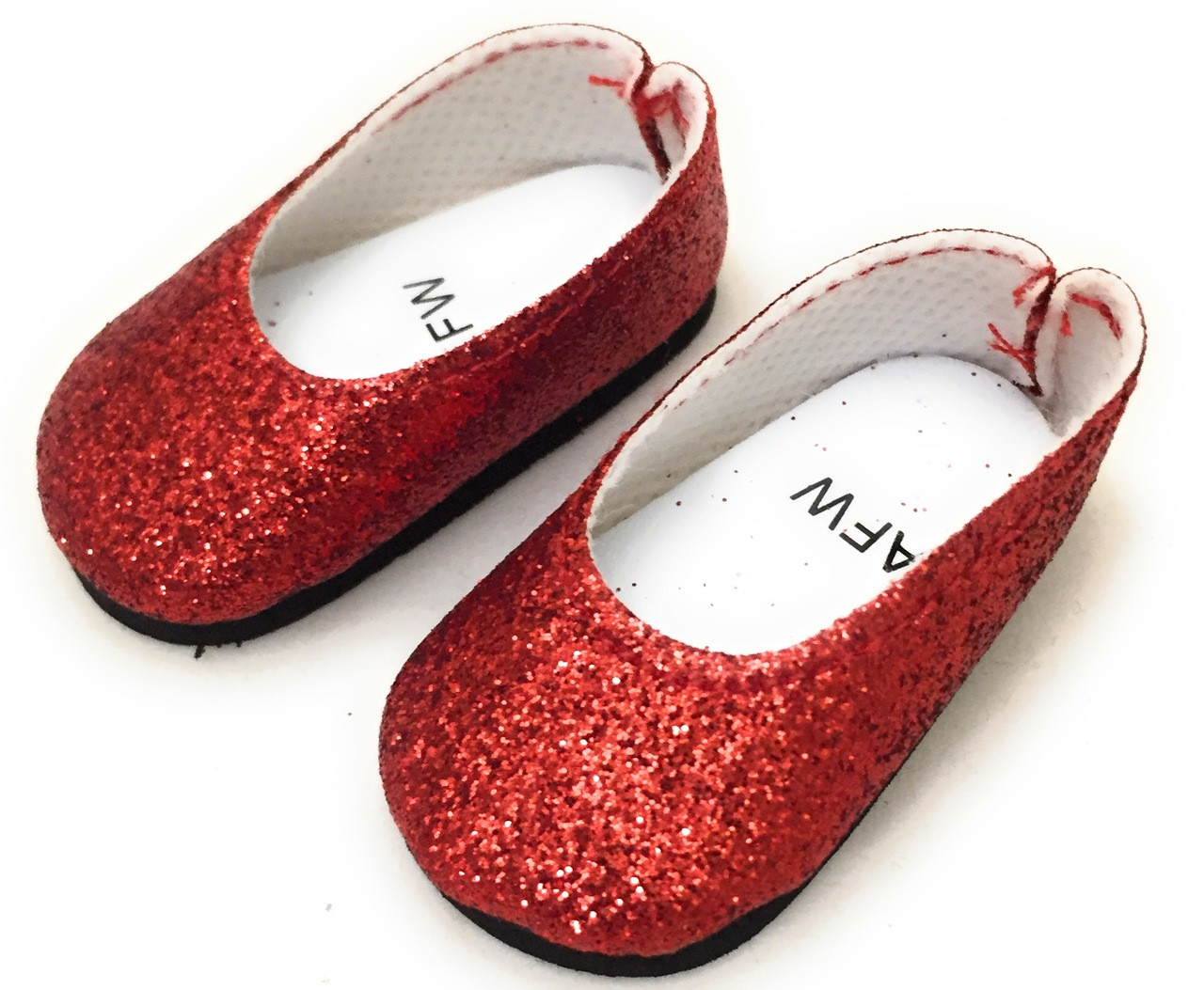 RED Glitter Heart Flats Doll Shoes For 14" AG Wellie Wisher Wishers Debs 