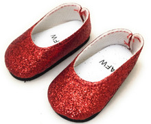 Glitter Flats Dress Shoes-Red for Wellie Wishers Dolls
