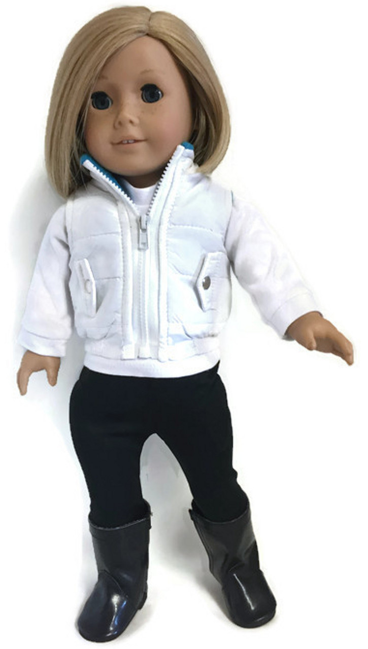 White Puffer Vest w/Zipper Jacket Coat for 18" American Girl Doll Clothes