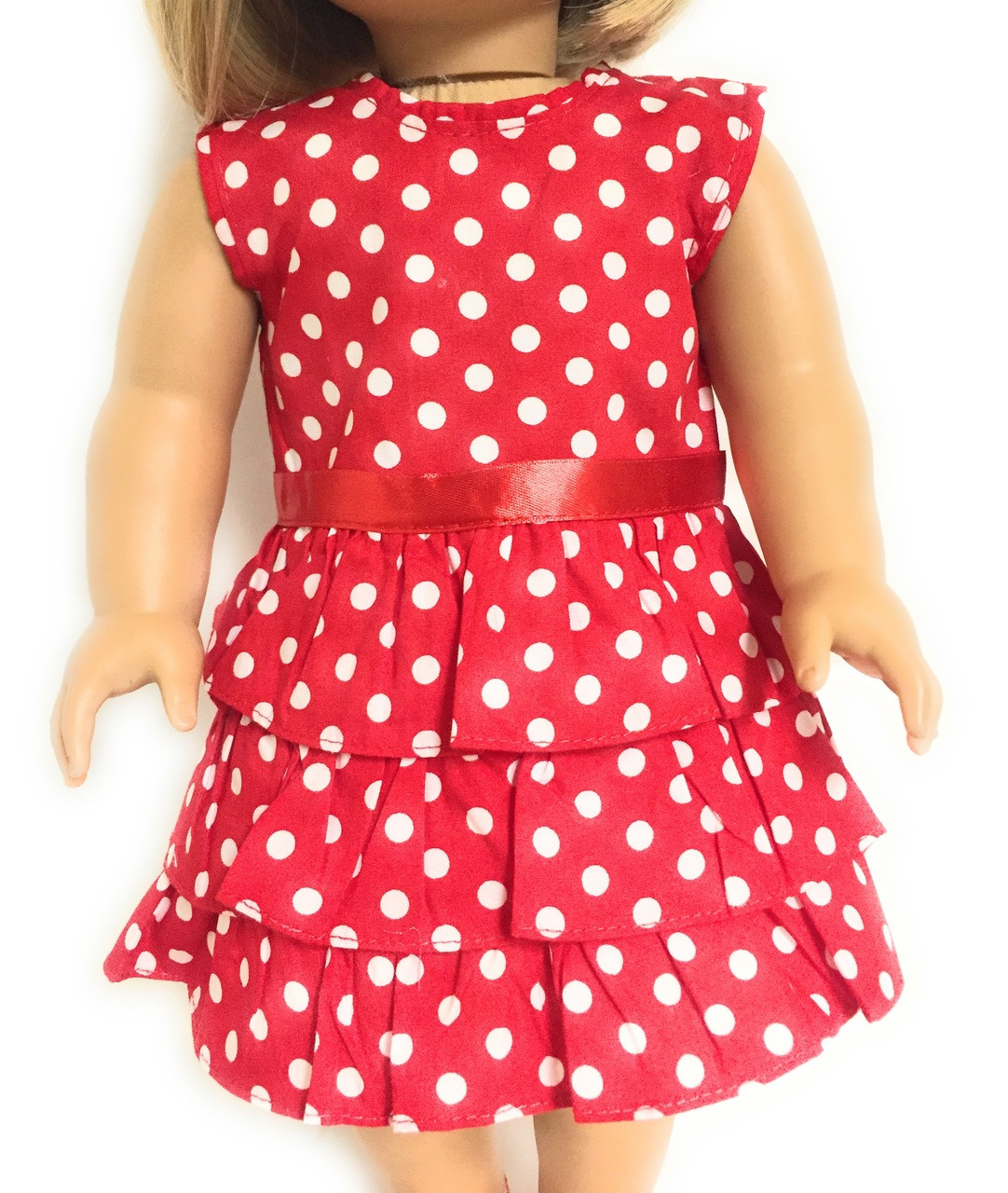 Polka Dot Dress-Red & White - Dori's Doll Boutique