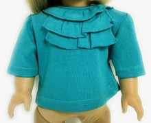 Top with Ruffled Neck-Teal