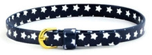 Belt with Gold Buckle-Navy with White Stars