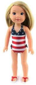 Patriotic Swimsuit for Wellie Wishers Dolls