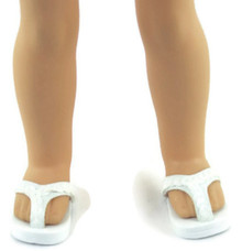 Flip Flop Sandals-White for Wellie Wishers Dolls