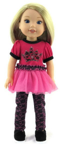 Pink princess top and leggings outfit for Wellie Wishers Dolls 
