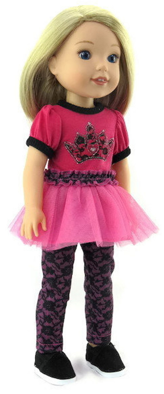 Pink Heart Capri/'s Leggings for 14.5/" Wellie Wishers Doll Clothes HANDMADE