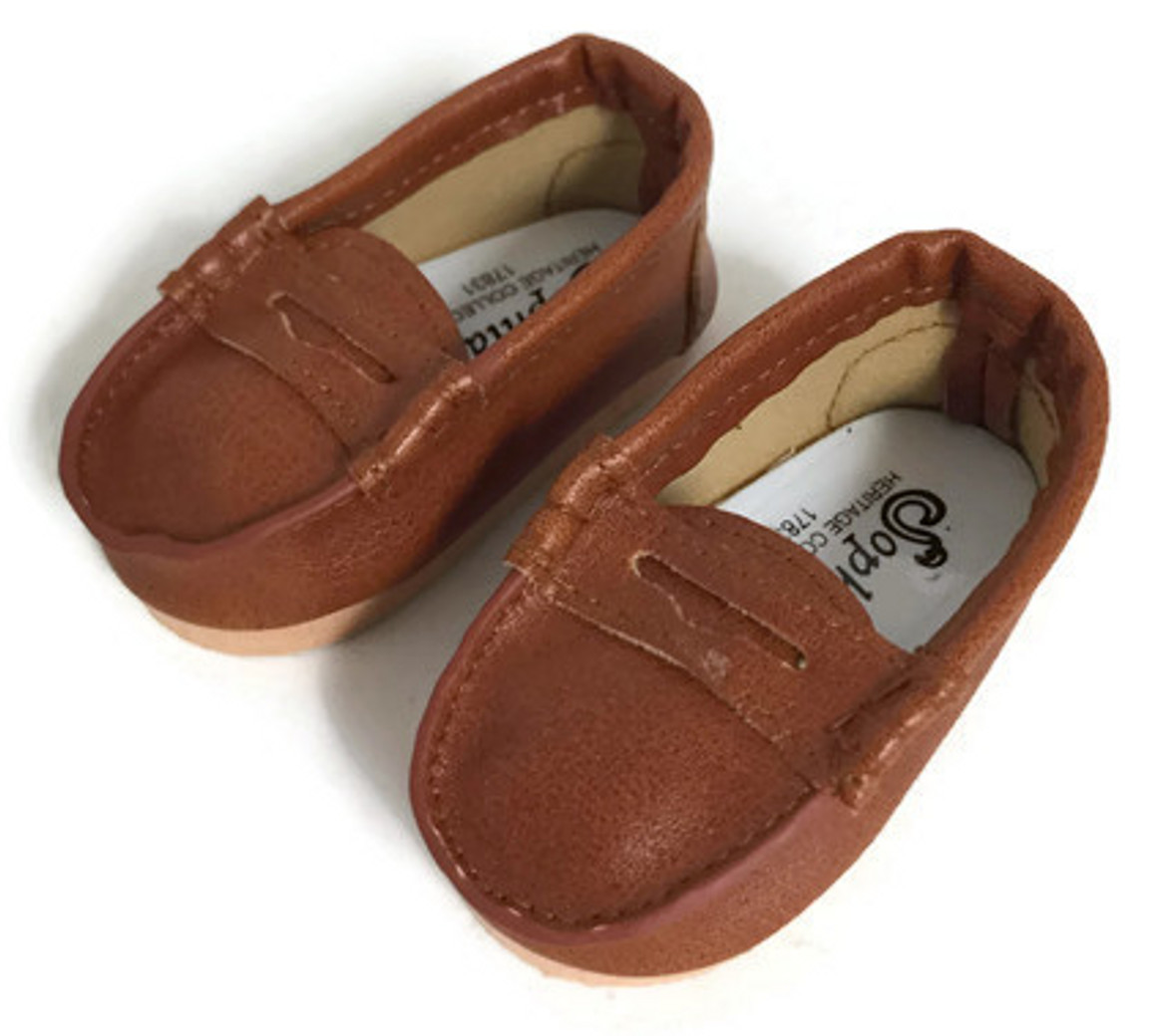 Brown Penny Loafer Shoes - Dori's Doll Boutique