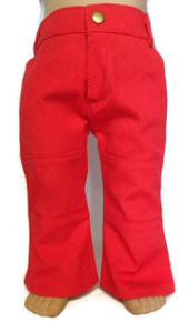 Denim Pants with Pockets-Red