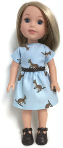 Kangaroo Print Dress for Wellie Wishers Dolls