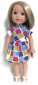 Color Block Print Dress for Wellie Wishers Dolls