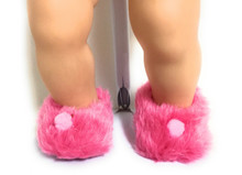 Fuzzy Slippers with Pom Poms-Hot Pink