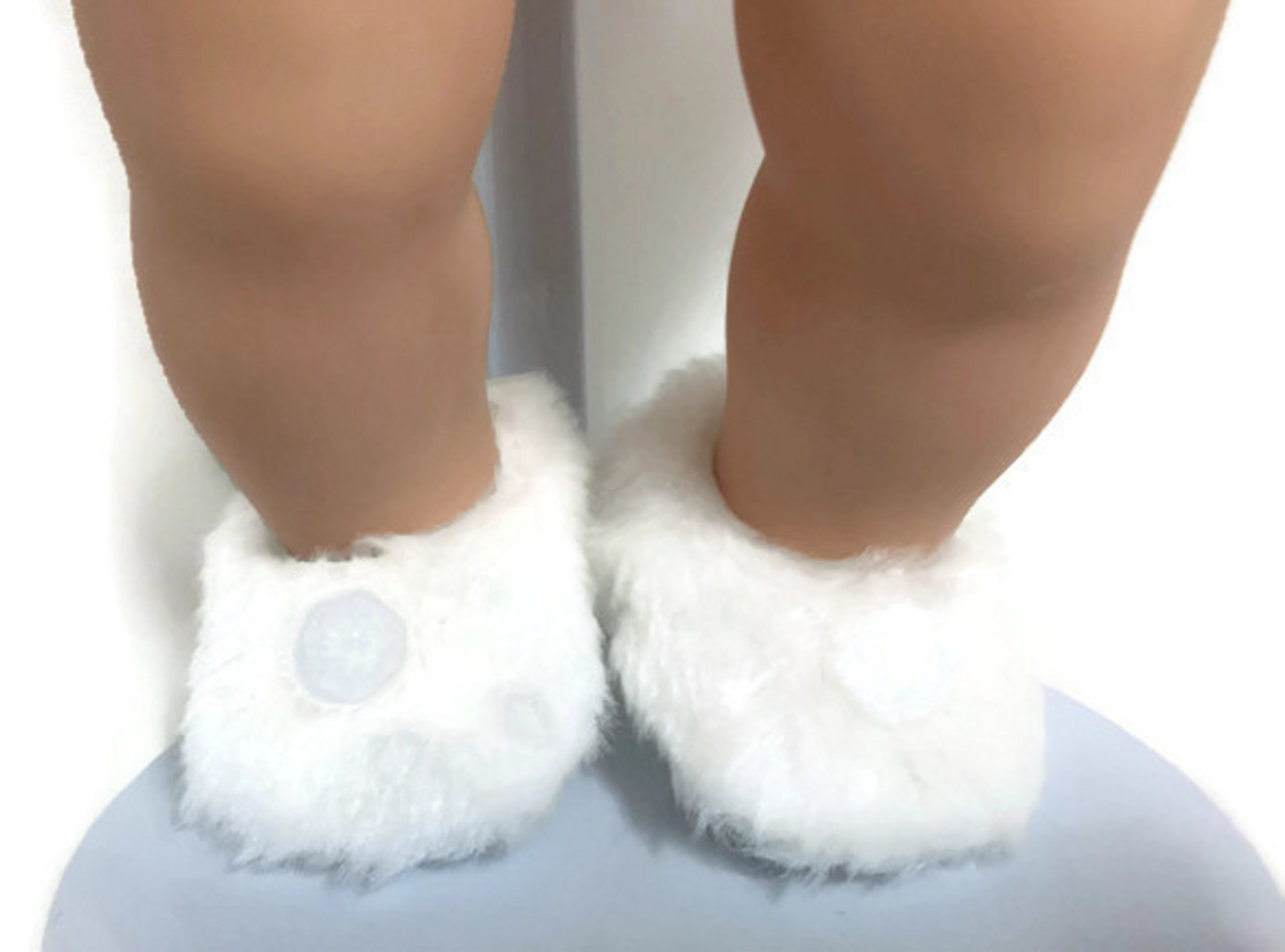 white fuzzy slippers