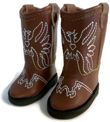 Eagle Cowboy Boots-Brown for Wellie Wishers Dolls