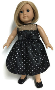 Black with White Polka Dots Satin and Tulle Dress